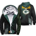 Green Bay Packers Camo Geometric Fleece Lined Zip Up Football Fan Hooded Jacket