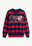 Women's Peace Love New England Patriots Striped Crewneck Sweatshirt