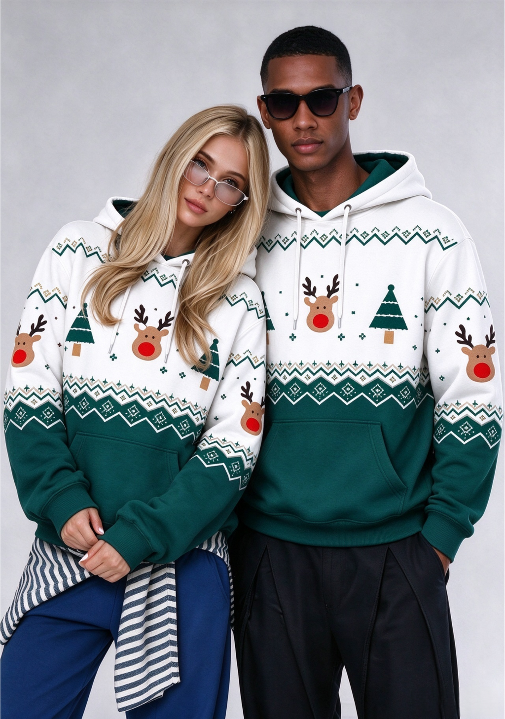 Philadelphia Eagles Christmas Fair Isle Print Couple Hoodie