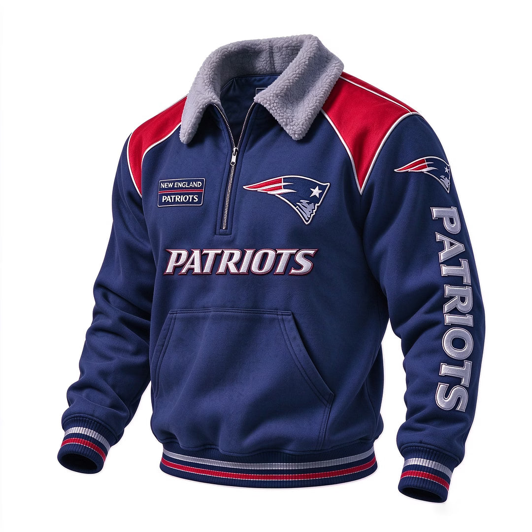 New England Patriots Sherpa Collar 1/4 Zip Fleece Pullover NFL Fan Jacket Main image