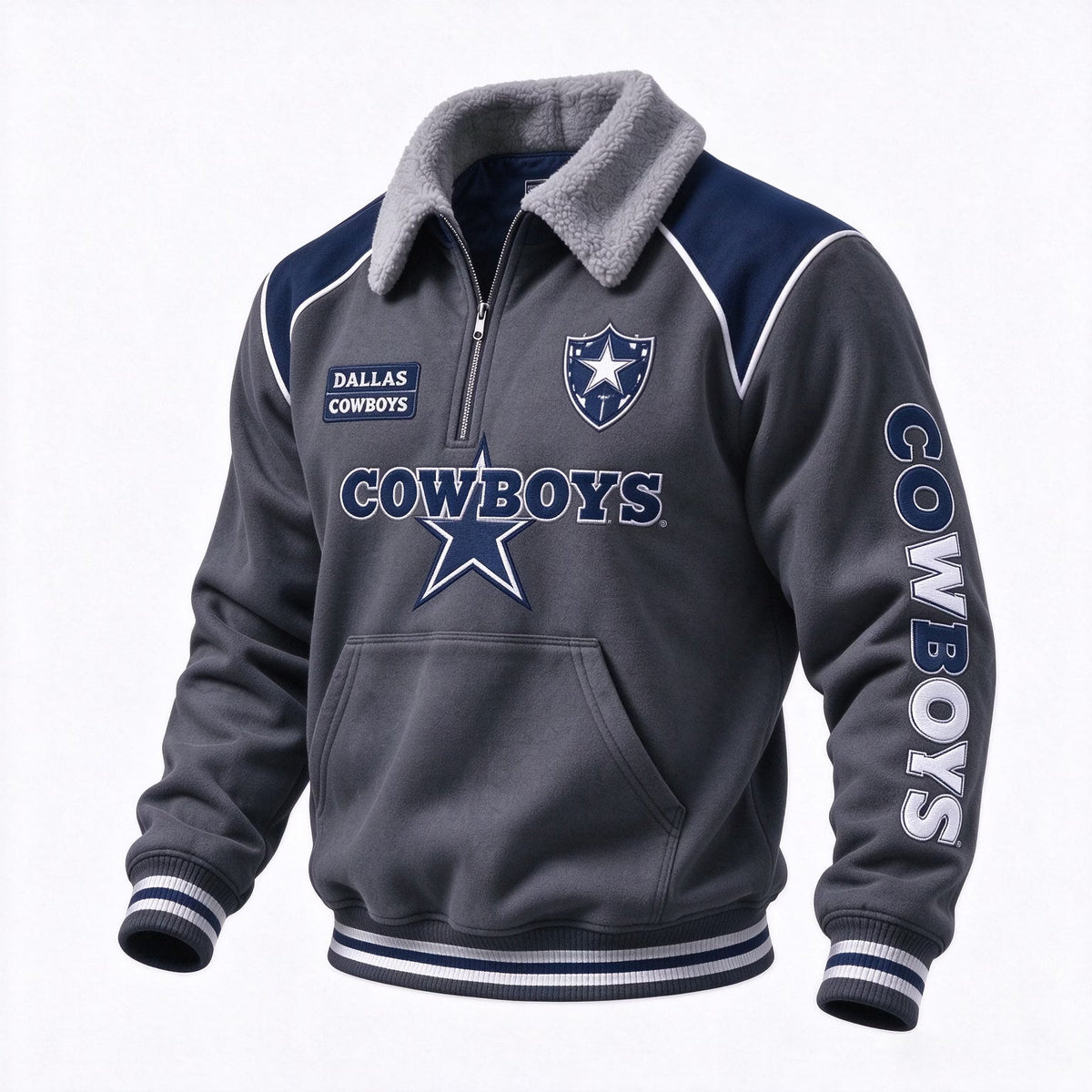 Dallas Cowboys Sherpa Collar 1/4 Zip Fleece Pullover NFL Fan Jacket Main image