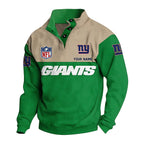 Men's New York Giants Button Mock Neck Sweatshirt