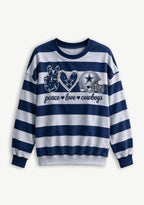 Women's Peace Love Dallas Cowboys Striped Crewneck Sweatshirt