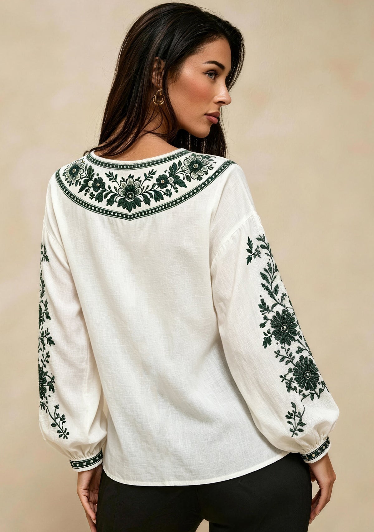 Women's Philadelphia Eagles Boho Floral Printed V-Neck Long Sleeve Shirt