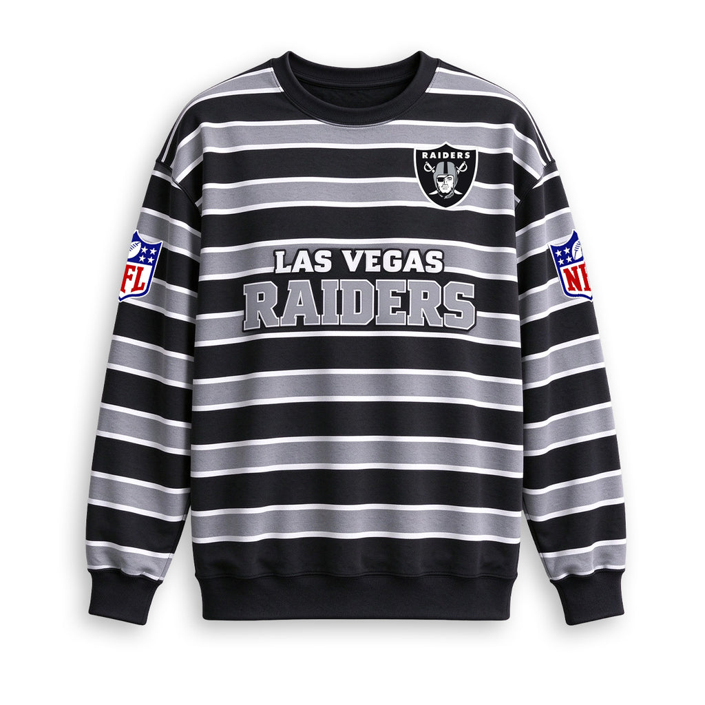 Men's Las Vegas Raiders Striped NFL Crew Neck Sweatshirt