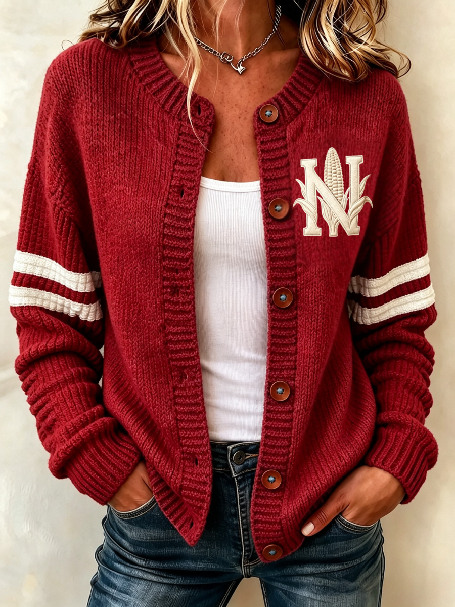 Women's Casual Football Knitted Cardigan Top Main image