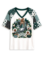 Women's Philadelphia Eagles Patchwork Sleeve V-Neck Raglan T-Shirt