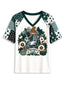Women's Philadelphia Eagles Patchwork Sleeve V-Neck Raglan T-Shirt