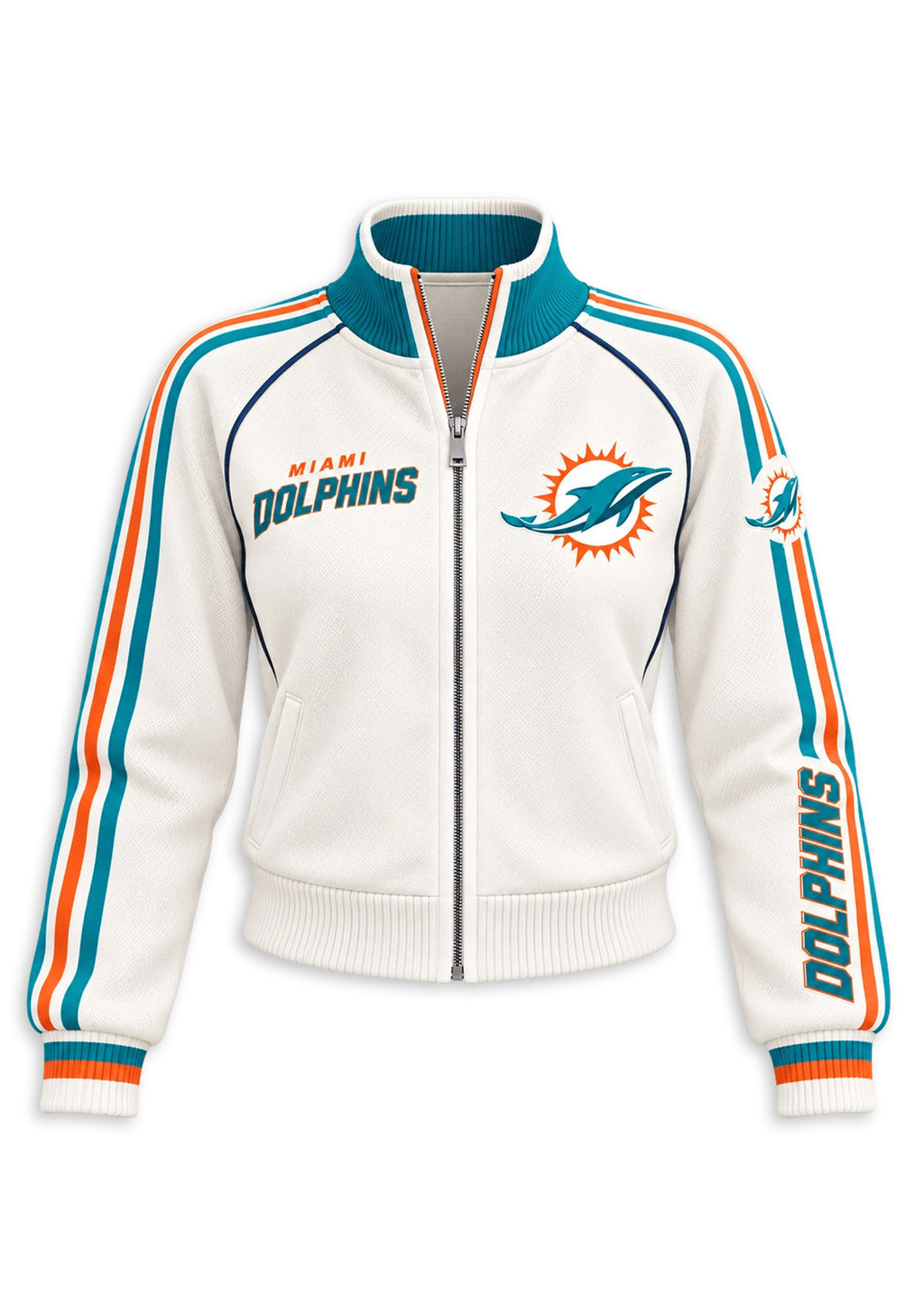 Women's Miami Dolphins Cropped Zip Up Track Jacket