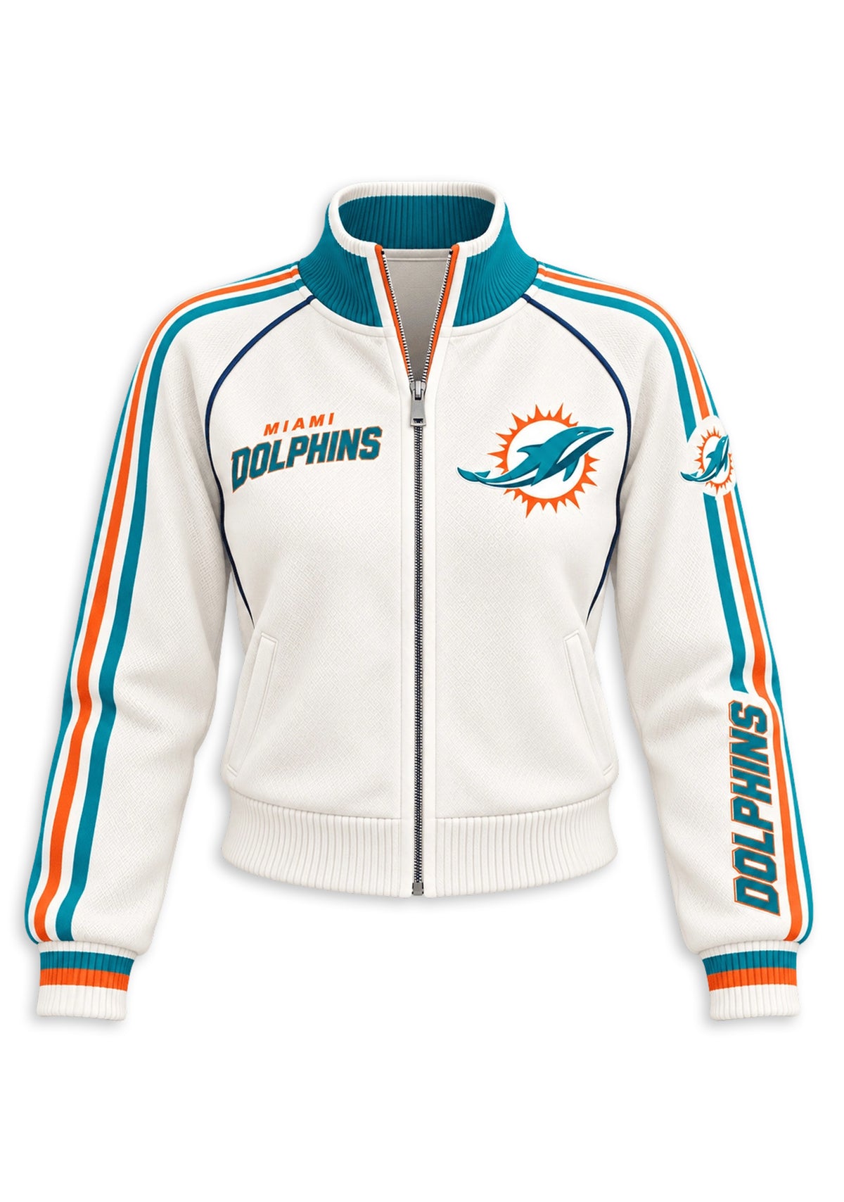 Women's Miami Dolphins Cropped Zip Up Track Jacket