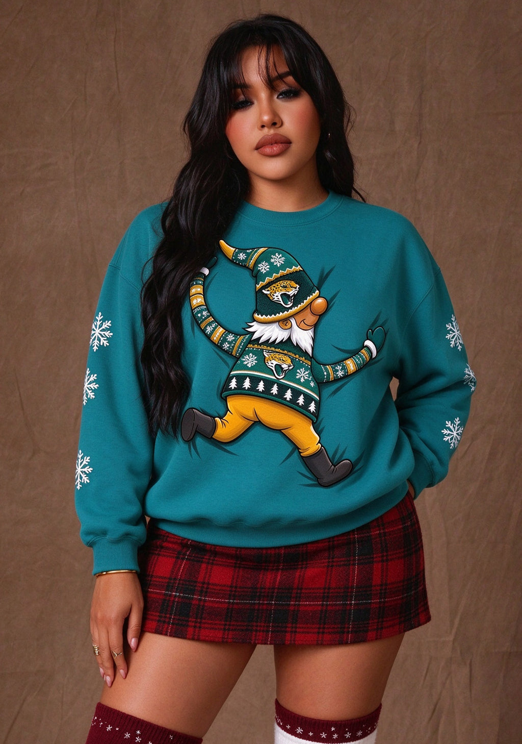 Women's Jacksonville Jaguars Christmas Gnome Crewneck Sweatshirt