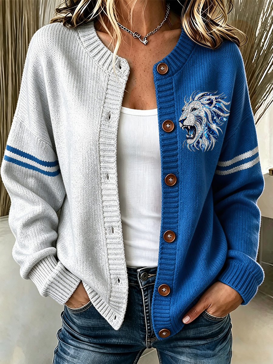 Women'S Casual Football Plant Knitted Cardigan Top Main image