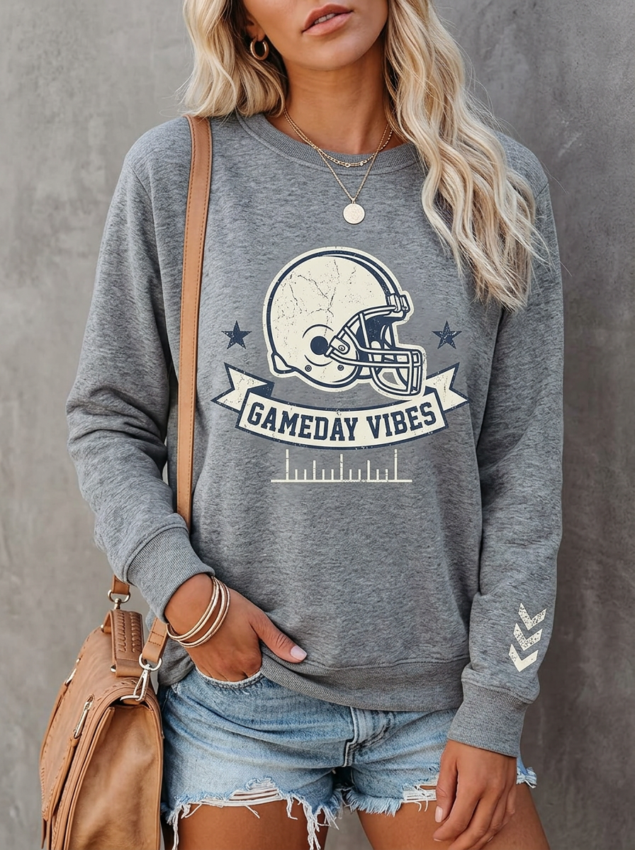 Everyday Women's Football Gameday Vibes Helmet Printed Sweatshirt