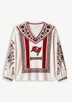 Tampa Bay Buccaneers Boho Floral Printed V-Neck Long Sleeve Shirt