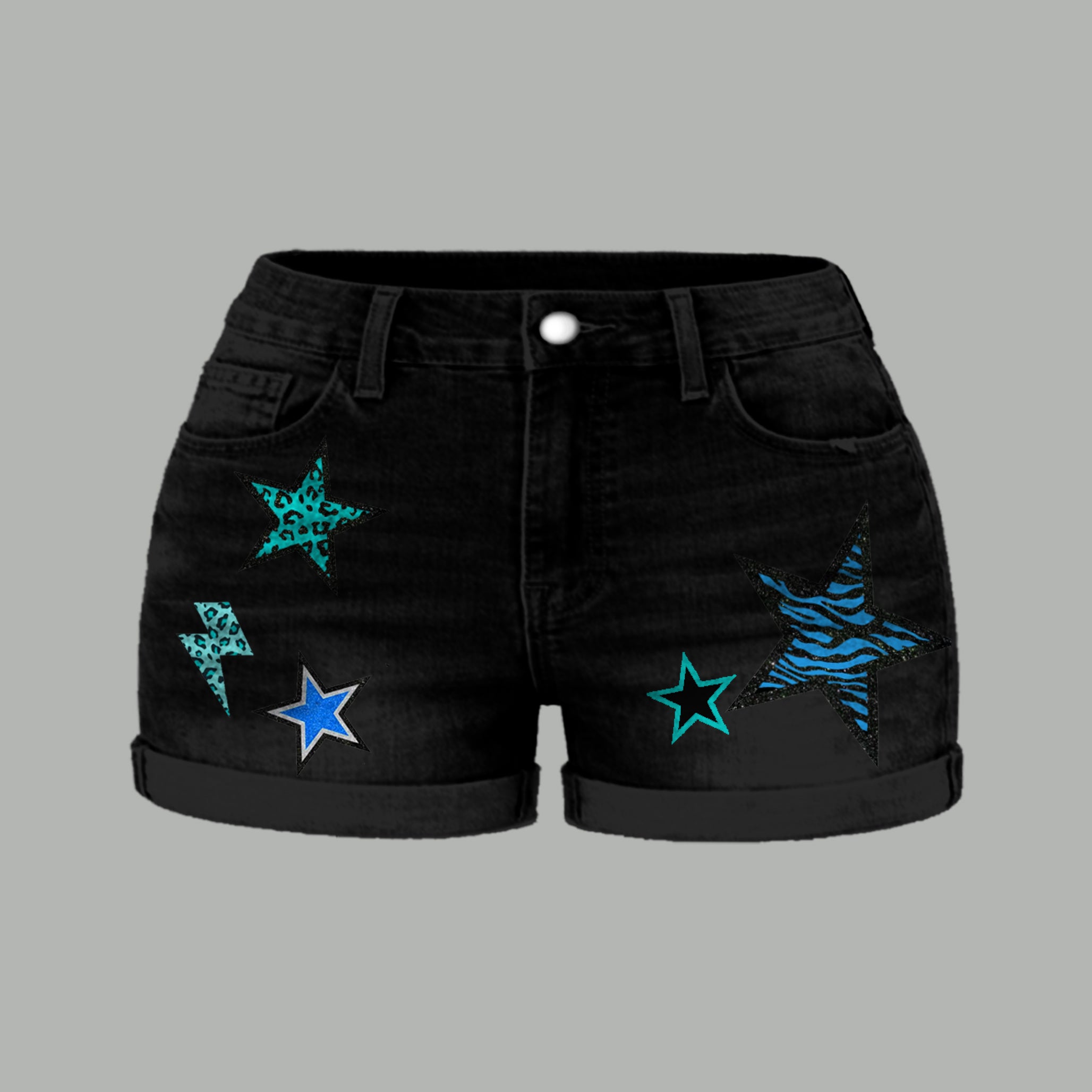 Detroit Lions X Pokémon Bodysuit  & Stretch Black Denim Shorts Two-Piece Set