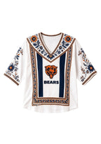 Boho Floral Chicago Bears V-Neck Blouse