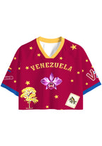 Venezuela Orchid Star Print Cropped Jersey Shirt