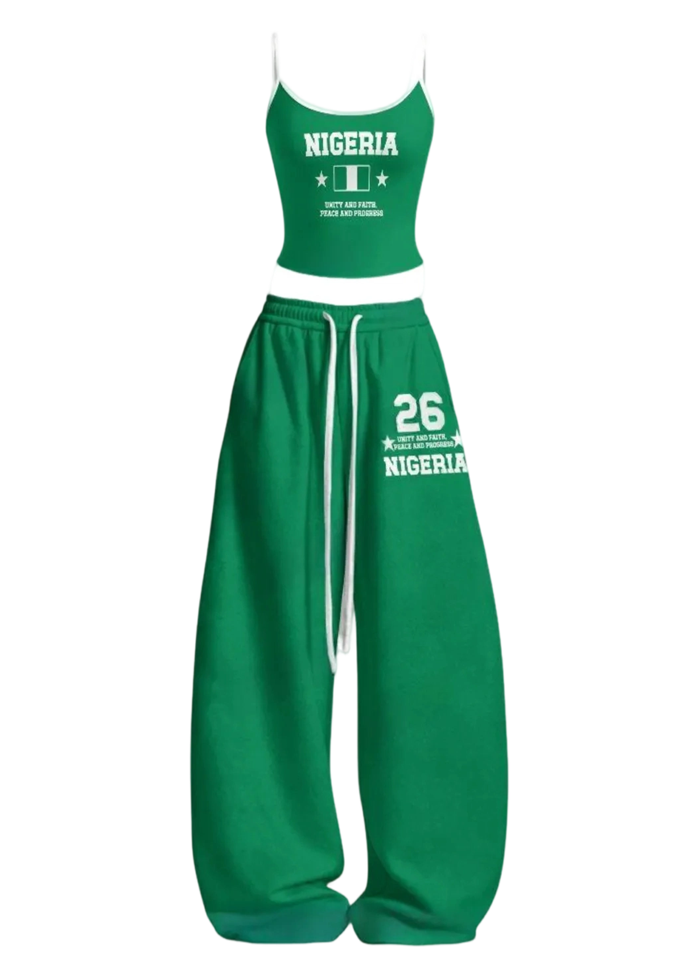 Nigeria Flag #26 Tops & Elasticated Trousers Two-Piece Set Main image