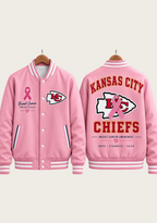 Kansas City Chiefs Breast Cancer Awareness Pink Ribbon Varsity Jacket