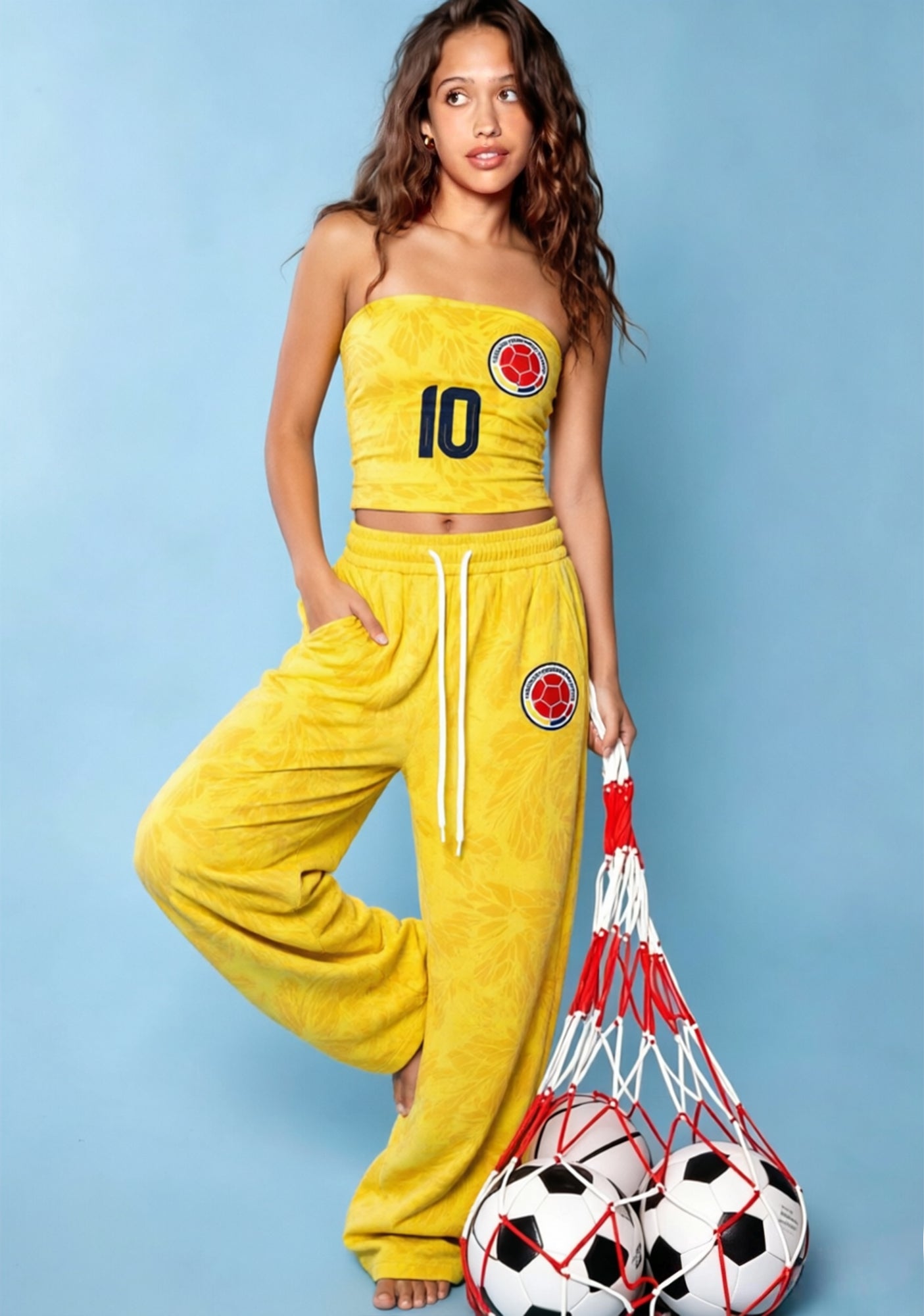 Colombia Tight Casual Camisole Tops & Elasticated Trousers Two-Piece Set Main image