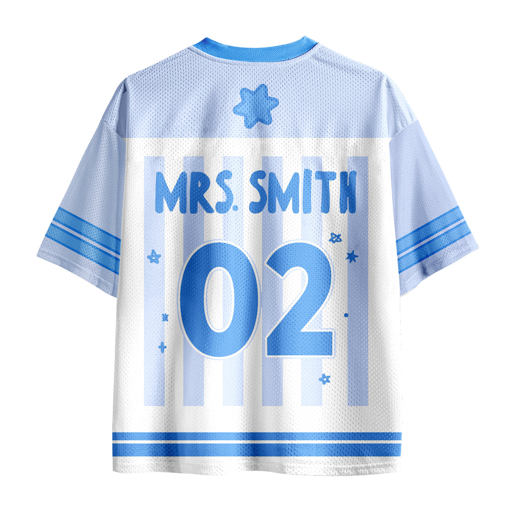 Personalized Grade And Name Preppy Stripes Teacher Mesh Jersey
