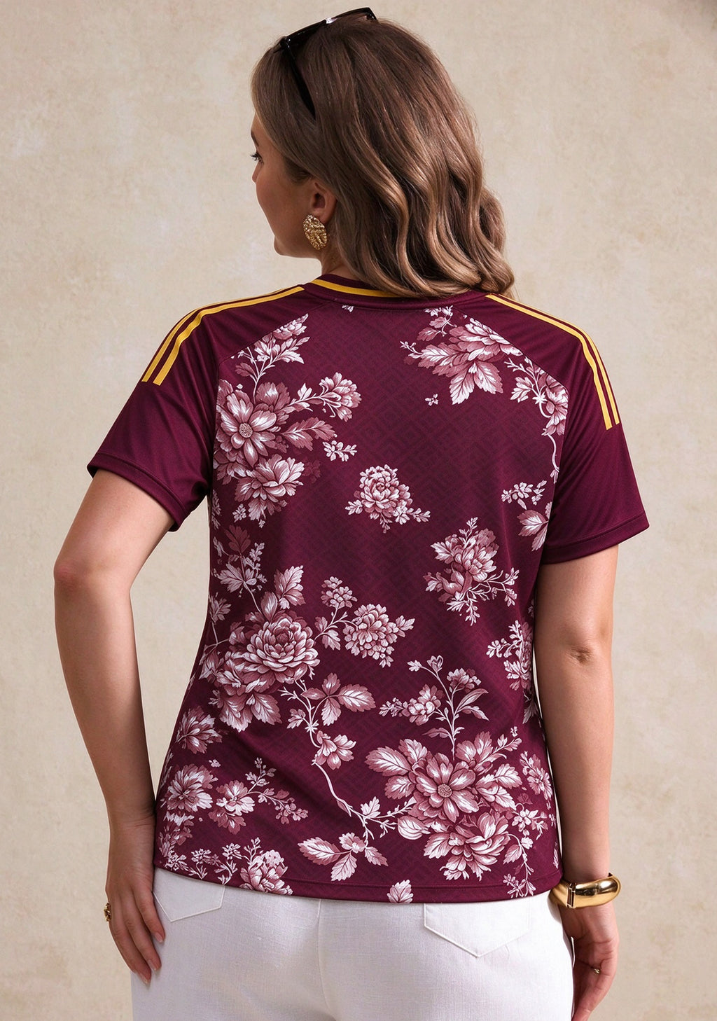 Women's Washington Commanders Floral V-Neck T Shirt