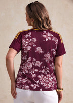 Women's Washington Commanders Floral V-Neck T Shirt