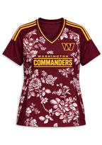 Women's Washington Commanders Floral V-Neck T Shirt