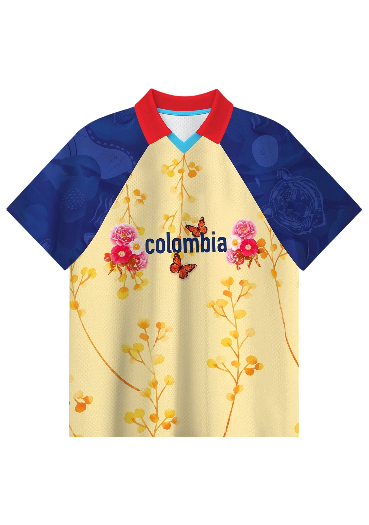 Vintage Floral Print Colombia Collared Soccer Jersey Secondary image