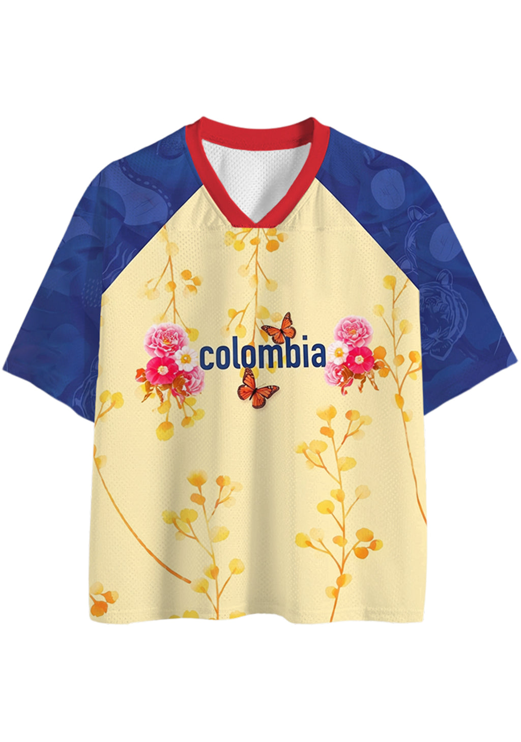 Vintage Floral Print Colombia Mesh Jersey Shirts