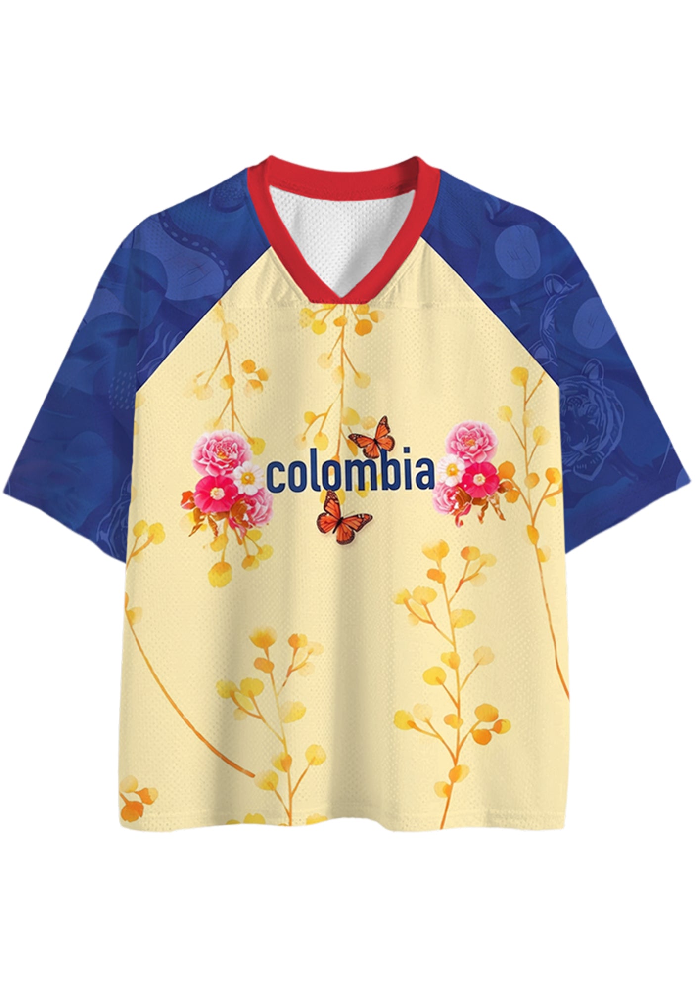 Vintage Floral Print Colombia Mesh Jersey Shirts