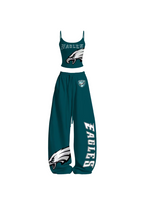 Dark Teal Eagles Logo Tops & Elasticated Trousers Two-Piece Set