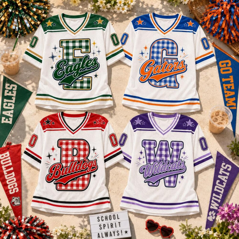 Personalized Mascot?Name And Number Plaid Letter Teacher Mesh Jersey? Main image