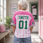 Personalized Grade And Name Preppy Stripes Stars Teacher Mesh Jersey