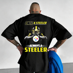 Steeler Always A Steeler Slogan Helmet  Printed T-Shirt