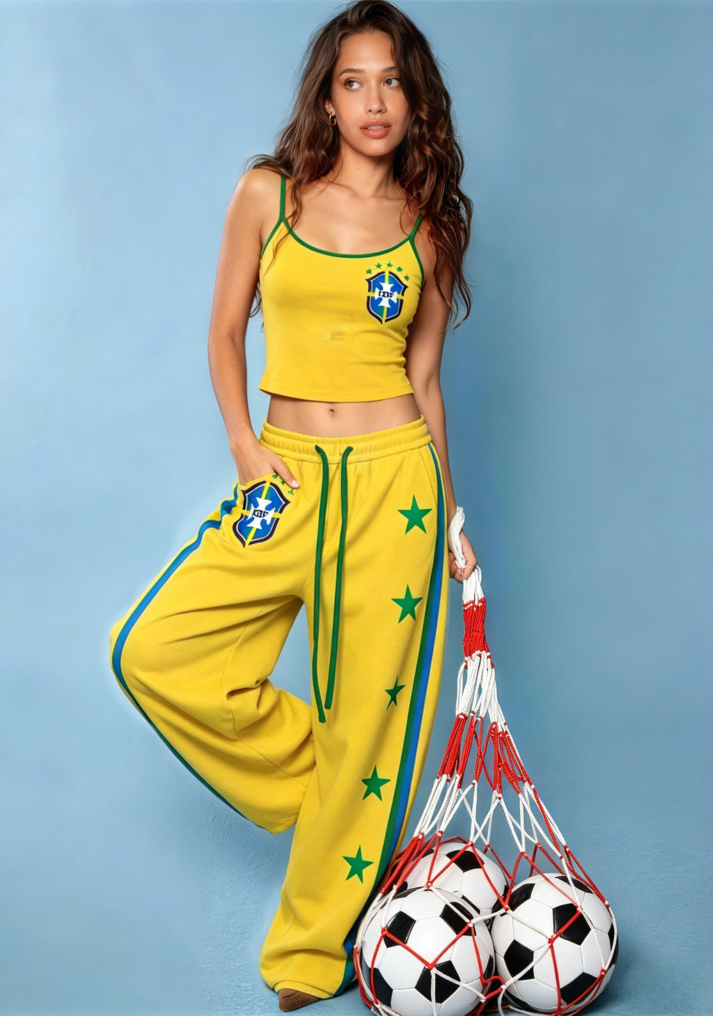 CBF Casual Camisole Tops & Elasticated Trousers Two-Piece Set