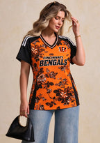 Women's Cincinnati Bengals Floral V-Neck T Shirt