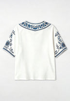Boho Blue Floral Detroit Lions V-Neck Blouse