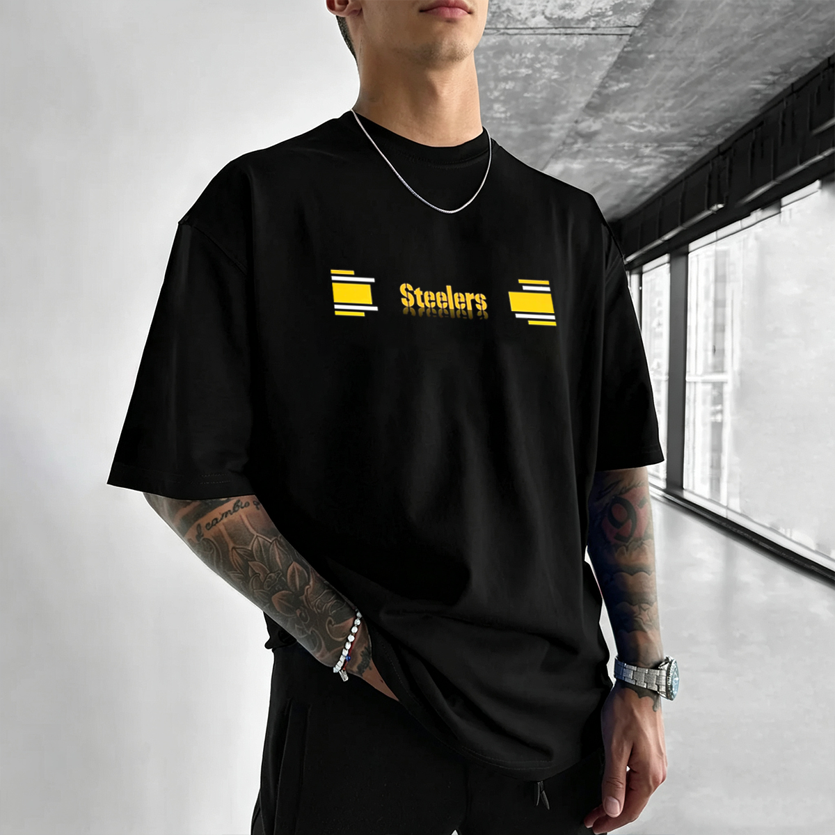 Steeler Always A Steeler Slogan Helmet  Printed T-Shirt