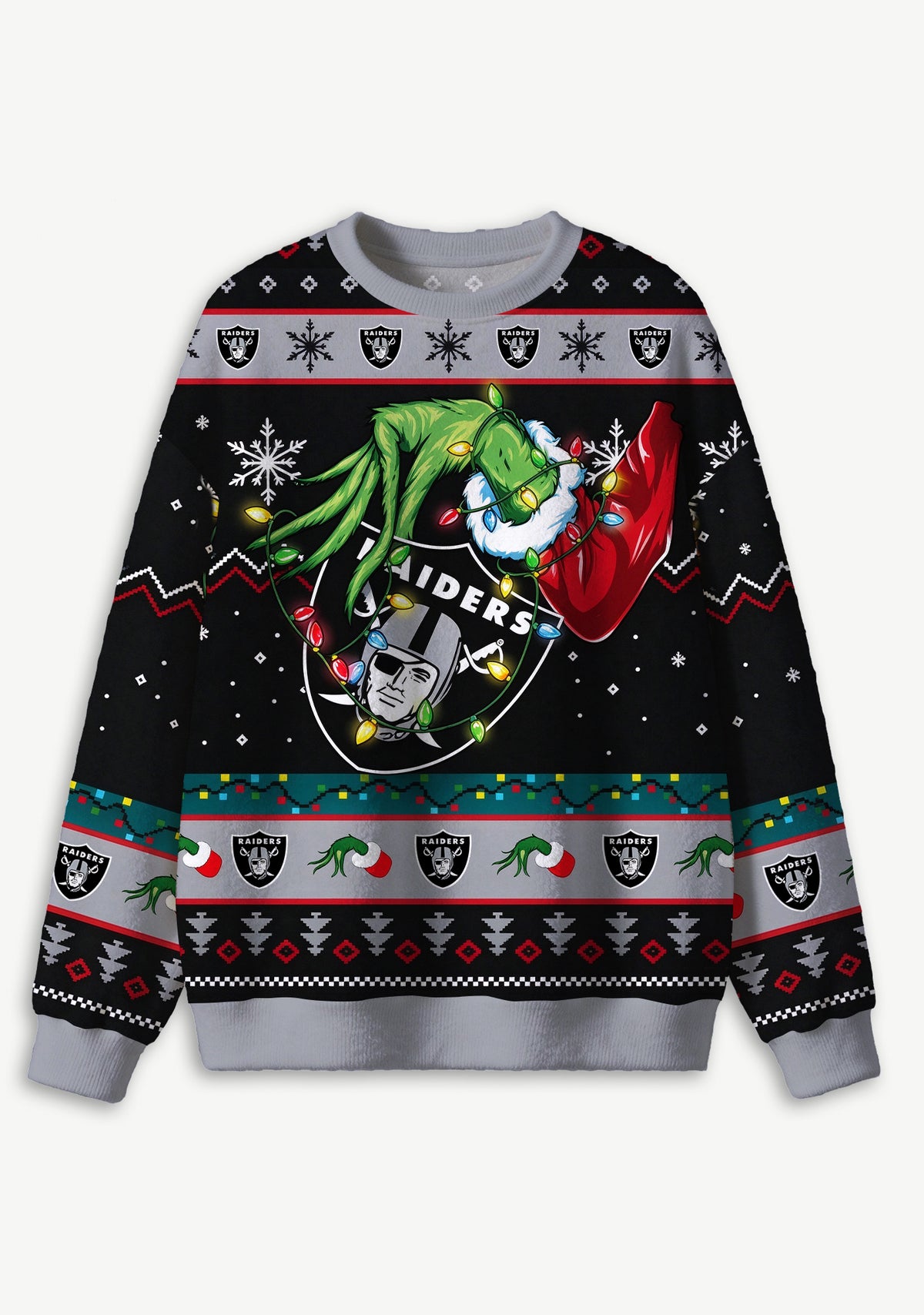 Grinch Las Vegas Raiders Logo Ugly Christmas Sweatshirt