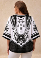 Women’s Las Vegas Raiders Boho Floral V-Neck 3/4 Sleeve Shirt