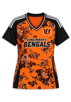 Women's Cincinnati Bengals Floral V-Neck T Shirt