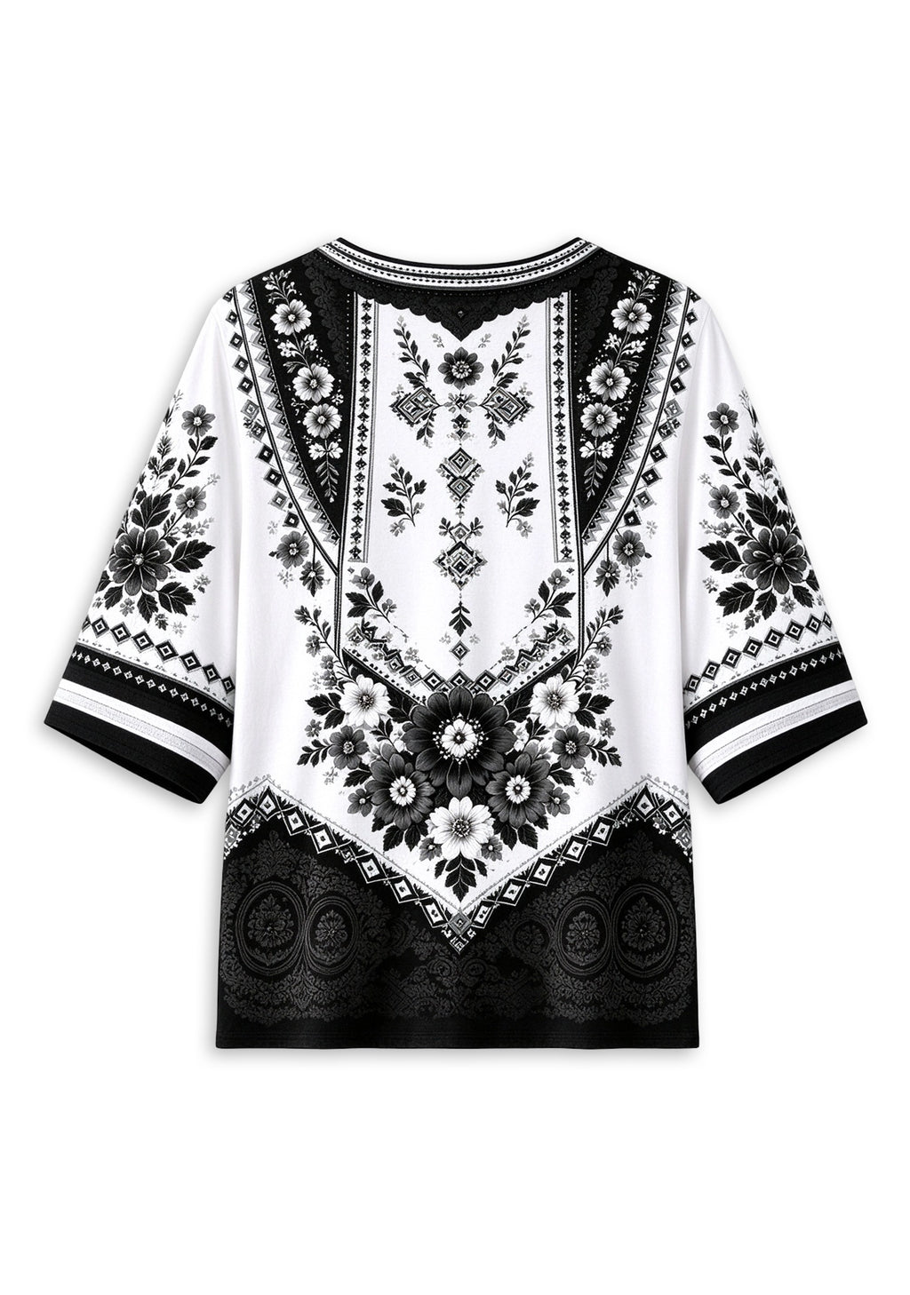 Women’s Las Vegas Raiders Boho Floral V-Neck 3/4 Sleeve Shirt