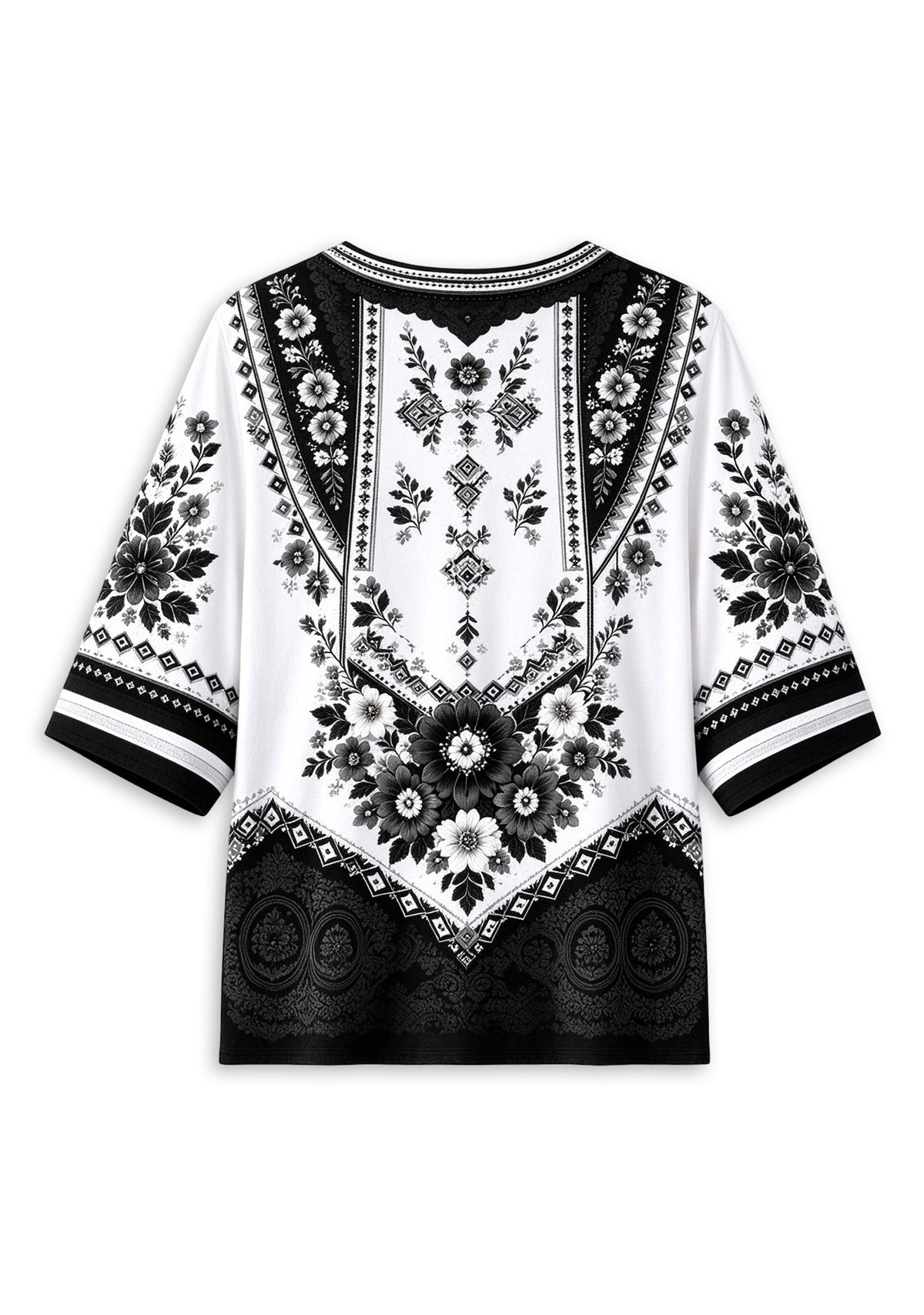 Women’s Las Vegas Raiders Boho Floral V-Neck 3/4 Sleeve Shirt