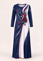 Women Houston Texans Print Long Sleeve Maxi Dress