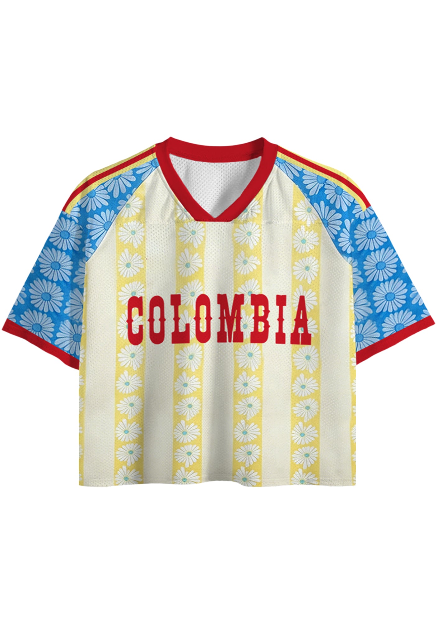 Colombia-Inspired Daisy Cropped Mesh Jersey Shirt Secondary image