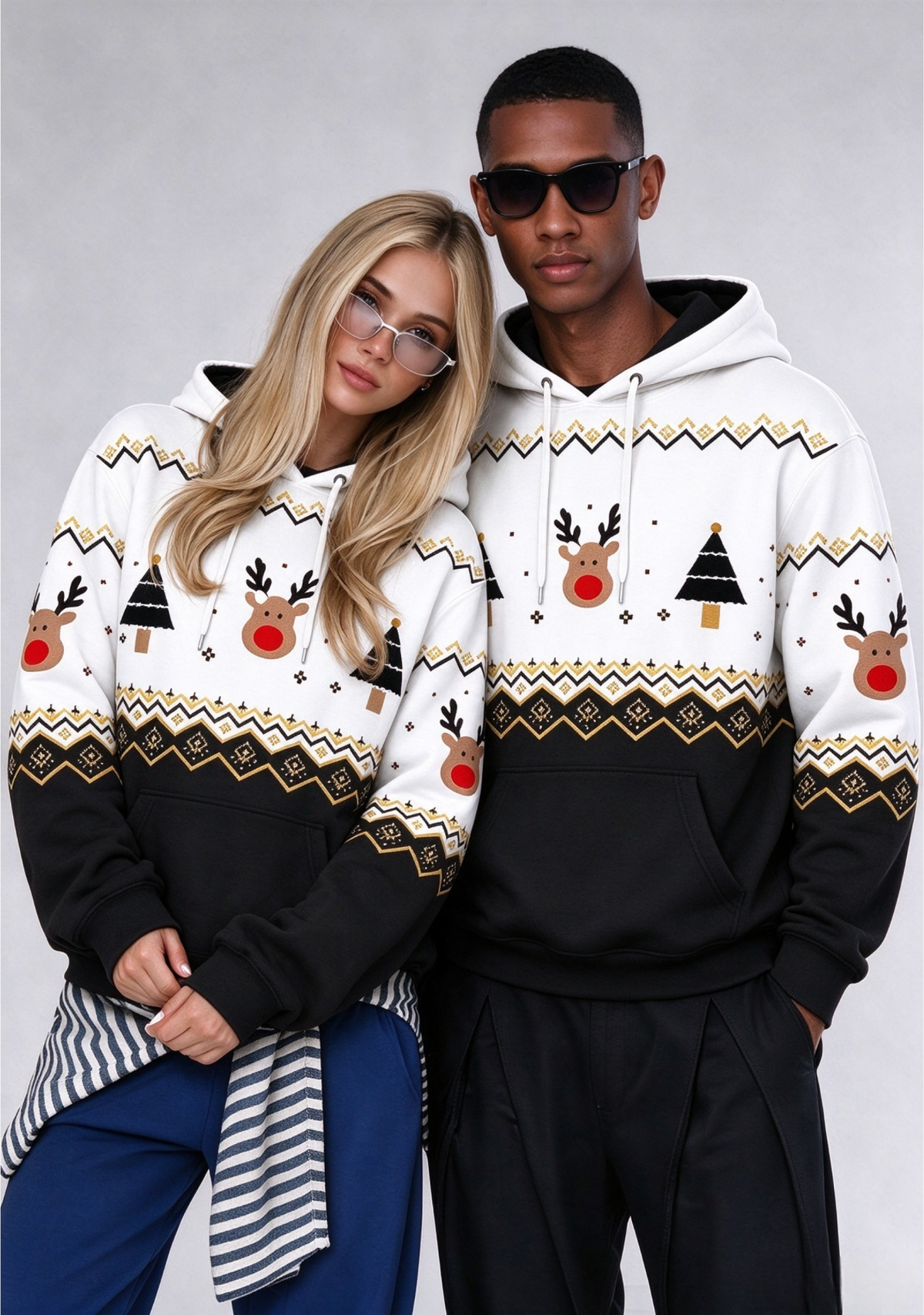 Pittsburgh Steelers Christmas Fair Isle Print Couple Hoodie