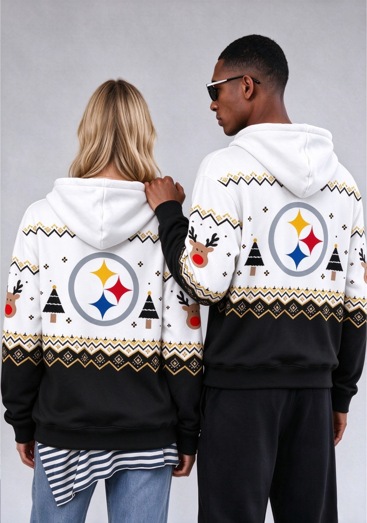 Pittsburgh Steelers Christmas Fair Isle Print Couple Hoodie Secondary image