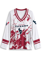 Women's Houston Texans Graphic V Neck Long Sleeve Shirt