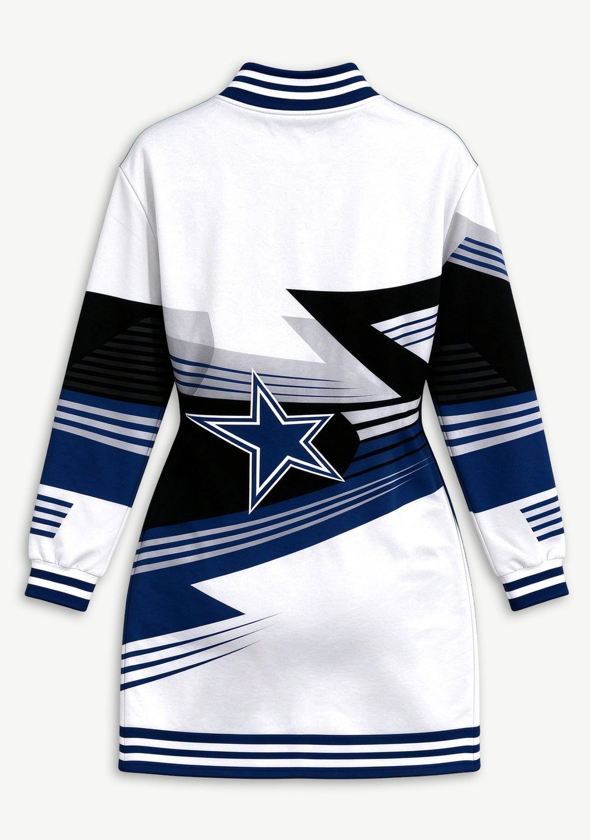 Women's Dallas Cowboys Geometric Color Block Button Down Jacket Dress